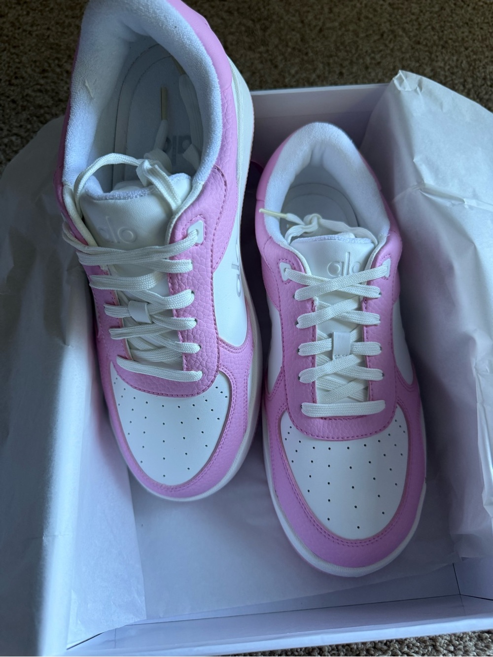 ALO Yoga Pink and White Low-Top Sneakers